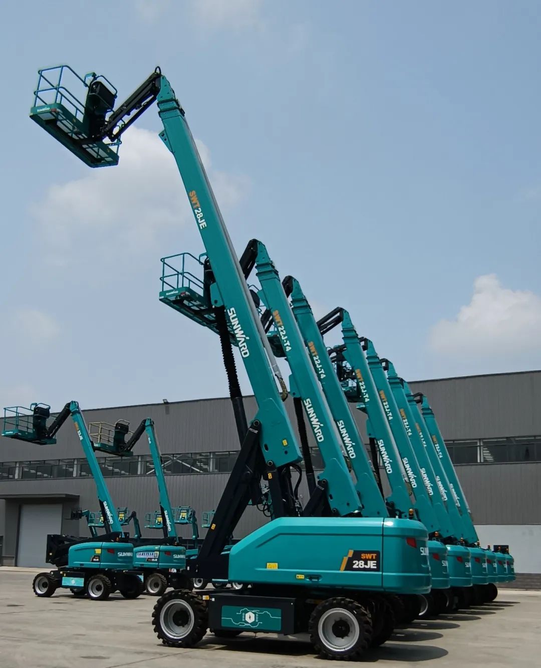 新能源家族再添“新丁”！壹定发智能三款电动臂式高空作业平台齐下线